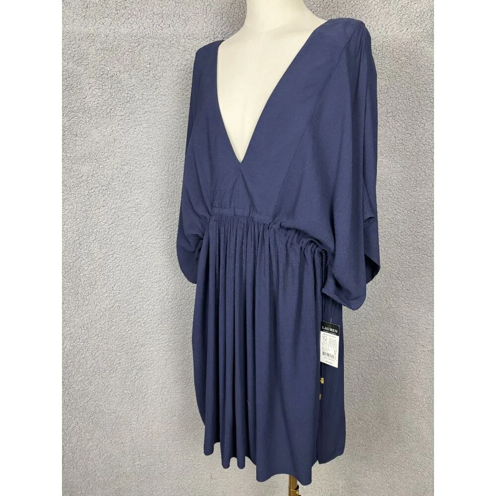 Lauren Ralph Lauren Women's V-Neck Tunic Swim Cover Up Blue Size 1X NWD - Picture 4 of 8